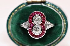 3Ct Art Deco Style Lab Created Diamond Engagement Wedding 14k White Gold FN Ring picture