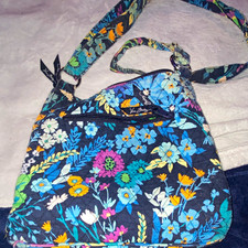 Vera Bradley Quilted Cotton Floral Multicolor Crossbody Zip, Adjustable Strap picture