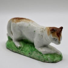 Antique Georgian Staffordshire Pearlware Crouching Cat Figurine 19thC Solid Base picture