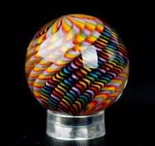 Bryan Trillas Glass Marble/Filigree Cane/ Double Rainbow/ 1.1-1.2 inch picture