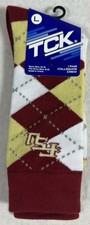NEW TCK Florida State FSU Seminoles Argyle Collegiate Crew Socks Mens L picture