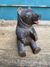 Antique Black Forest 4 Inch Bear Matchbox Holder Wood Carving picture