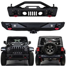 Vijay For 2018-2026 Jeep Wrangler JL Front or Rear Bumper w/Winch Plate & Lights picture