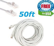 50 FT RJ45 Cat5 Ethernet LAN Network Cable for PC PS Xbox Internet Router White picture