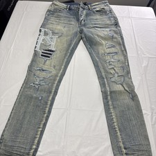 AMIRI Men's Light Wash Blue Denim Jeans Slim Skinny Mid Rise 5-Pocket Size 34x32 picture