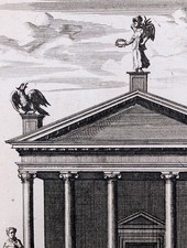 Antique 1750s Copper Engraving Temple of Peace Rome Bonneval picture