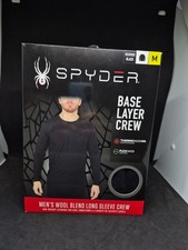 Spyder Mens Baselayer Thermo Web Wool Flex LS Cool Crew Top SZ Medium 38-40 picture