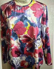 Chico’s Zenergy UPF Bloom Sun Tee LS Top Magenta Rose Sz 2 (Large) New With Tags picture