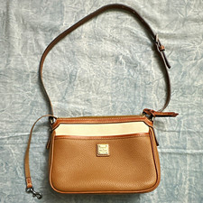 NWOT Dooney & Bourke Colorblock Shoulder Bag Pebbled LEATHER PURSE CREAM COGNAC picture