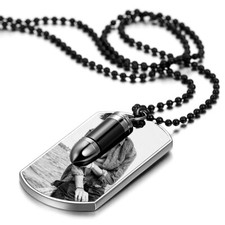 Men's Personalized Photo Picture Free Custom DIY Bullet Dog Tag Pendant Necklace picture