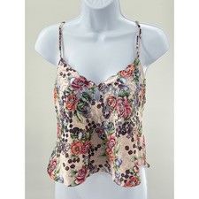 Vtg Victoria's Secret Gold Label Rose/Paisley Embroidered Scallop S Camisole 90s picture