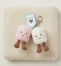 Jellycat Amuseables Pair of Marshmallows Charm Keychain Plush Pink White NWT picture