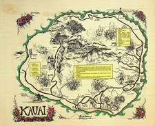 Kauai Island Hawaii Pictorial Map Beachboy Hotel Statement Historic Resort 7.5x9 picture