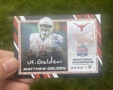 Matthew Golden Football Card Texas Longhorns CFP Peach Bowl SP Holo Auto picture