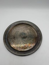 Vintage F.B Rogers Silverplate 15” Round Serving Tray Pierced Gallery Ornate  picture