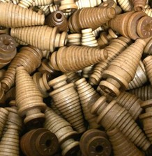 Spools Small Industrial Quills Textile Bobbin Vintage Wood NOS lot-24: picture