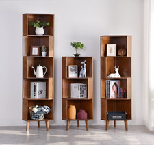 BALANBO Corner Bookshelf Display Bookcase Cabinet Solid Bamboo Shelf Organizer picture