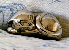 Vintage Dansk Silver-Plated Sleeping Cat Paperweight/Figurine. 3
