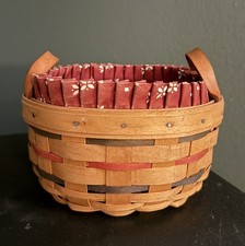 Longaberger 1998 Woven Traditions Basket w/ Liner Leather Handles Used picture