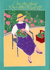 Unused Vintage MOTHER'S DAY Card FOR AUNT, Garden Lady by Gibson Greetings + ✉ picture