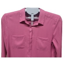 Ann Taylor LOFT Top Women's M Mauve Dot Print Popover Long Sleeve picture