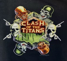 CLASH OF THE TITANS Vintage 1991 North American Tour Tshirt Size XL BLACK picture