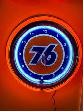Union 76 Oil Gas Service Station Garage Man Cave Neon Style Retro LED Clock Sign picture