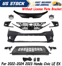 New Front Bumper Cover Kit W/O License Plate Fit 2022-2024 Honda Civic 1.5L 2.0L picture
