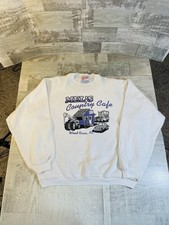 Vintage Mel’s Country Cafe Wood River Nebraska Adult Large White Sweatshirt picture