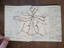 antique book-Manuscript-Cahier d'histoire de France à Louise Dufour + map-19t... picture