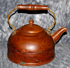 Vintage Paul Revere 1801 Copper Tea Kettle Wood Handle Rome NY USA 9