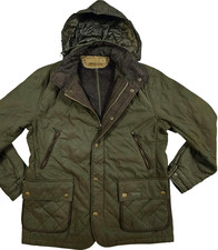 *HOT Men's BARBOUR @ CRANFIELD QUILTED PARKA HOODED SHERPA LINED OLIVE Jacket XL picture