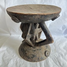 Authentic Hand-Carved African Tonga Stool Sculptural Primitive Decor Rustic picture
