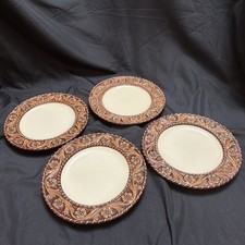 Montana Silversmiths Lifestyles Tooled Leather 9 Dessert Plates Set Of 4 picture