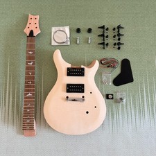 DIY 6-String PRS Electric Guitar Kit Bird Inlay  Flame Maple Top BK part 24 fret picture