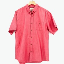 Weatherproof Vintage Button Down Men Large Coral Excellent Dobby Short Sleeve picture