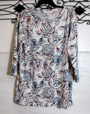 Croft & Barrow Knit Tunic Top Women's Size L Long Sleeve Multicolor Floral picture