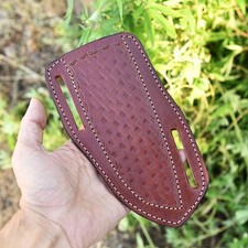 Handmade Horizontal carry Sheath Fixed blade Knife Leather Sheath Holster EDC picture