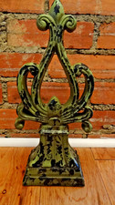 Large Distressed Green Fleur‑de‑Lis Resin Statue 13.5” Decorative Accent picture