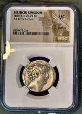 Seleucid Philip I AR Tetradrachm NGC VF 95-75 BC  picture