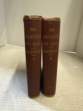 Charles Darwin The Descent of Man 1871 Rare 2 Volume Set 1st US Ed picture