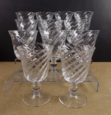 12 Asprey of London Crystal Goblets Swirl Pattern Signed 5-5/8