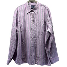 Chaps Womens Top Blouse Size 2X Plus Purple Stripe Button Up Long Sleeves Cotton picture