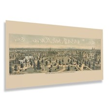 1888 Portland Oregon Bird's Eye View Map Print Poster Wall Art picture