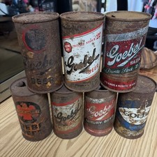 7) Vintage GOEBEL beer cans lot all different  picture