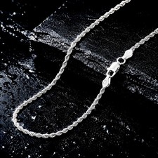 *REAL* Authentic Genuine Solid 925 Sterling Silver Rope Chain Necklace 2mm Italy picture
