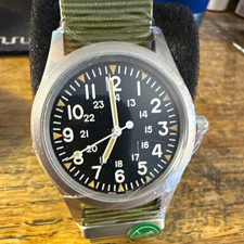 Military style Militado brand quartz Field Watch Black Dial Green Nylon Strap picture