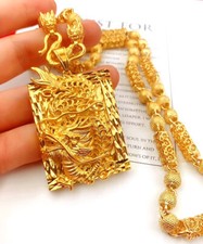 Men  fashion dragon 22K 23K 24K THAI BAHT YELLOW GP GOLD Necklace Pendant hot picture