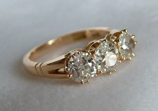 3.27Ct Vintage Art Deco Style Round Lab Created Diamonds Ring 14K Yellow Gold FN picture