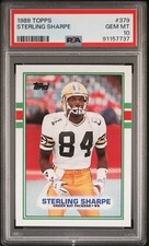 Graded 1989 Topps Sterling Sharpe #379 Rookie RC Card PSA 10 Gem Mint picture